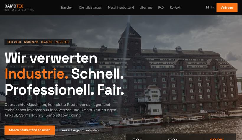 Screenshot der Website gambtec.de